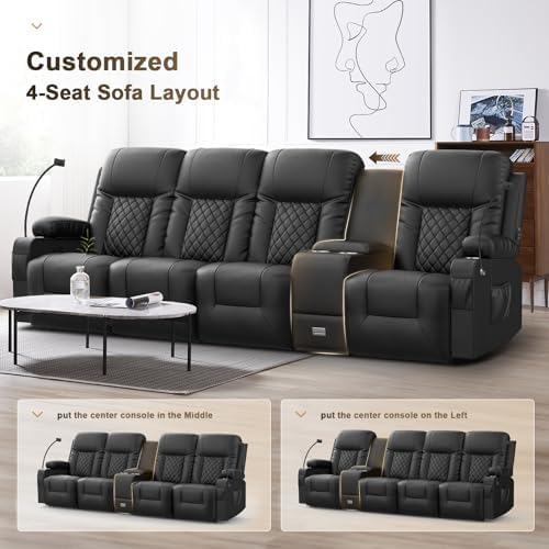 YONISEE 4 Seat Recliner Sofa, Large Reclining Sofa - Image 3