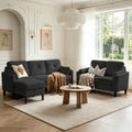 3 Piece Sectional Sofa Set, 3 Seat Couch & Loveseat & Ottoman by Portaforta