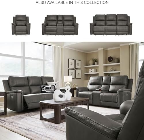 Signature Design by Ashley Burnley Leather Power Reclining Sofa - Image 6