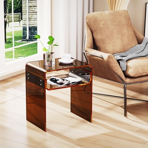 Clear Acrylic End Table 2-Tier Bedside Nightstand - Image 5