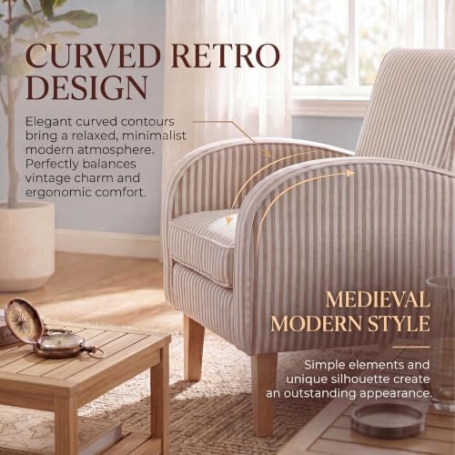 HNY Striped Coastal Accent Chairs Set of 2 Wood Living Room Chair - Image 5