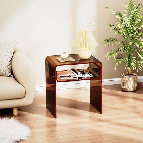 Clear Acrylic End Table 2-Tier Bedside Nightstand - Image 4