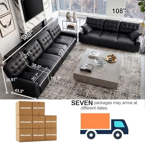 Oversized Sectional Leather Couch - Image 2