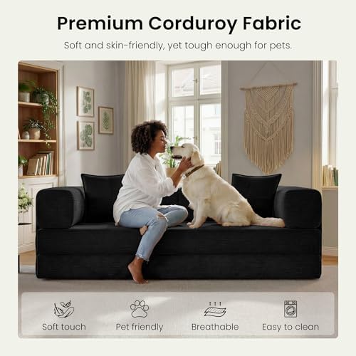 78.8" Convertible Futon Sofa Bed, Boneless Couch - Image 6