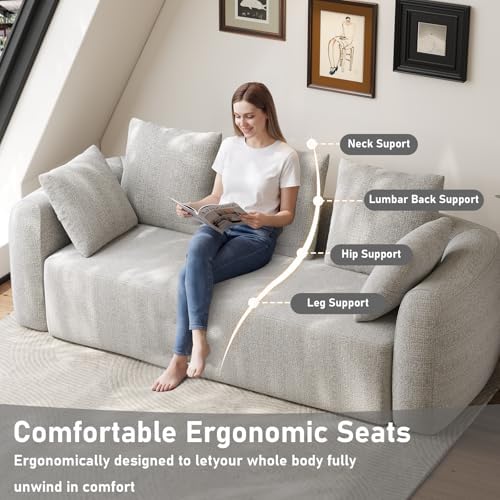 Curved Modern Couch Sofa, Boneless Couch, Modern 3 Seater Cloud Couch, Deep Seat - Image 5