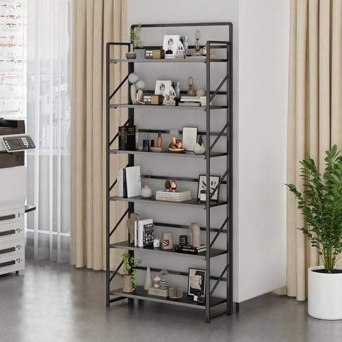 JSB 6 Tier No Assembly Folding Bookshelf, 30.3" Wide Foldable Storage Bookcase - Image 2