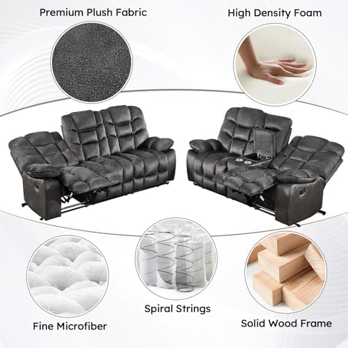 HAOMARKETS Manual Reclining Loveseat Sofa - Image 6