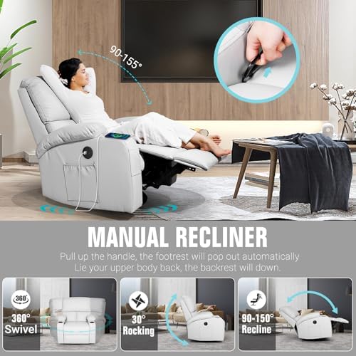 LAFWELL Rocking Recliner Chair, Massage Rocker Recliner Chair - Image 4