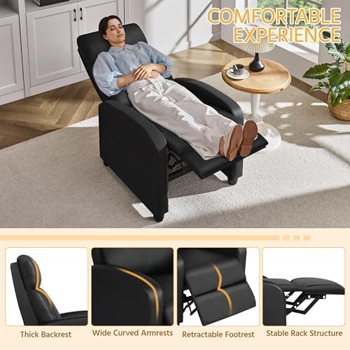 Yaheetech Recliner Chair with 3 Adjustable Angles Living Room Chairs Black - Image 6