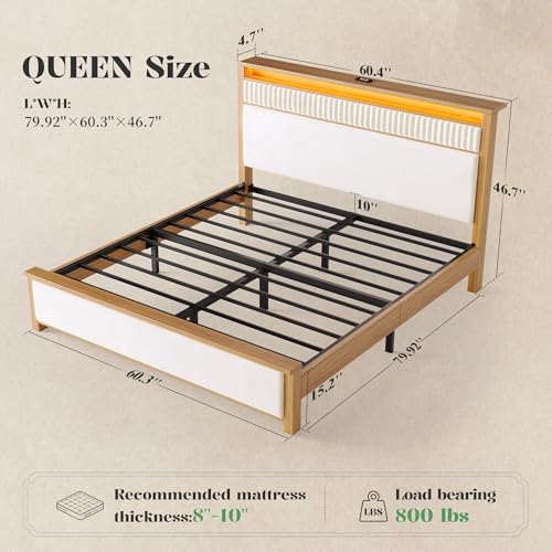 Homkdom Solid Wood Queen Size Bed Frame - Image 2