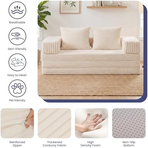 Convertible Sofa Bed, 4-in-1 Boneless Loveseat - Image 4