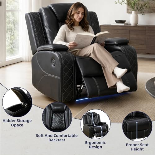 3-Piece Leather Power Recliner Sofa Set, Home Theater Seating - Image 5