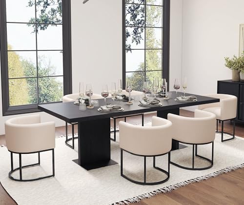 HNY Mid Century Modern Upholstered Barrel Dining Chairs - Image 5