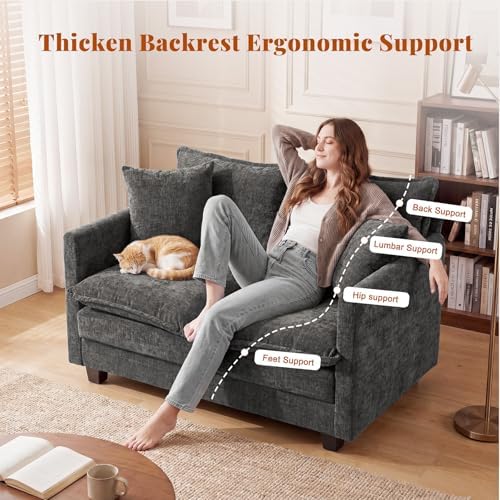 50'' Loveseat Sofa Set, Small Couch Set 2 Piece Cloud Love Seat - Image 4