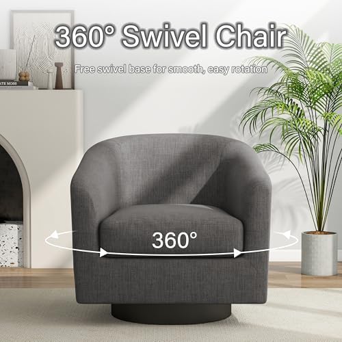 Pia Ricco Set of 4 Fabric 360° Swivel Barrel Accent Chair Gray - Image 3