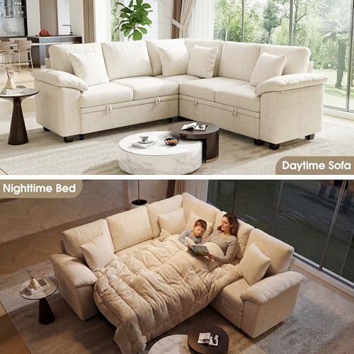 Sectional Sleeper Sofa with Pull Out Bed, Convertible Cloud Couch Bed, Modular - Image 3