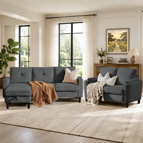 2 Piece Sectional Sofa Couch Set, 3-Seater Couch and Loveseat - Image 3