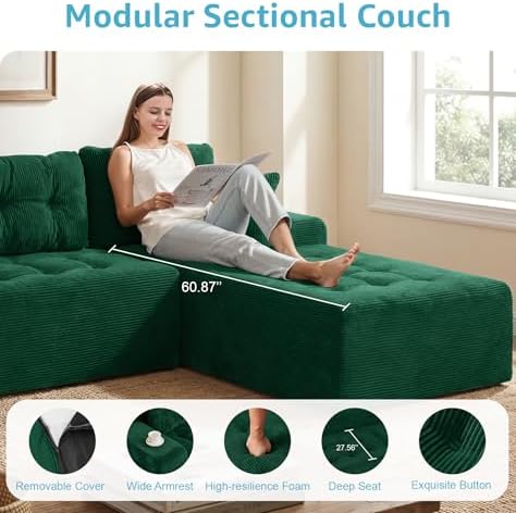 Hobestluk Boneless Couches Modular Sectional Sofa L-Shape Oversized Chaise - Image 5