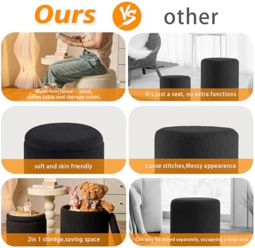 BLEXA Set of 2 Round Storage Ottoman - Image 5