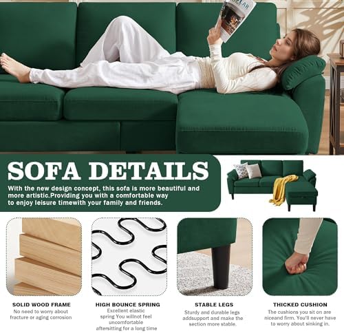 80" Sectional Sofa Couches, 3-Seater Reversible Couch - Image 3