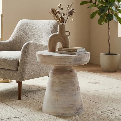 SIMPLIHOME Robbie 16" Wide Mango Wood Accent Table in Distressed Aged White - Image 3