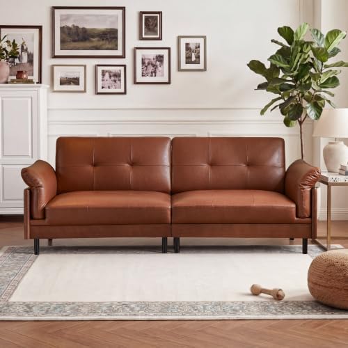 90.6'' Mid Century Modern Leather Couch, Oversized 4-Seater Sectional Sofa by ATJafurnFurniture