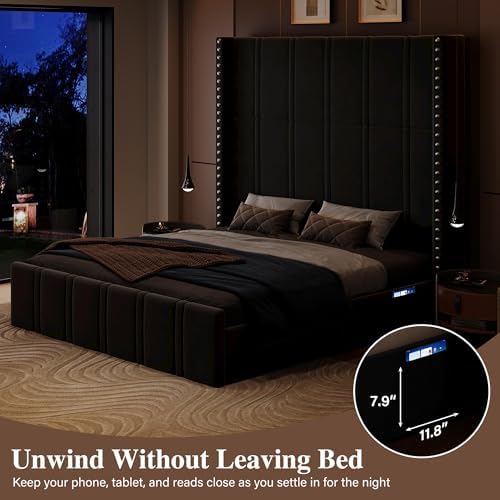 Queen Bed Frame with 65.75" Tall Headboard - Image 7