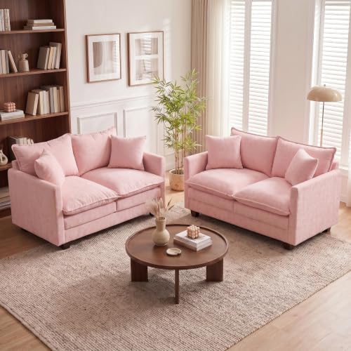 50'' Loveseat Sofa Set, Small Couch Set 2 Piece Cloud Love Seat by MUDANT