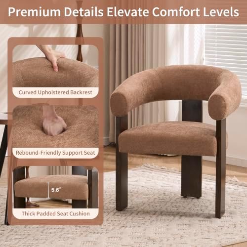 Accent Chairs Set of 2, Barrel Armchair, U-Shaped Backrest - Image 3
