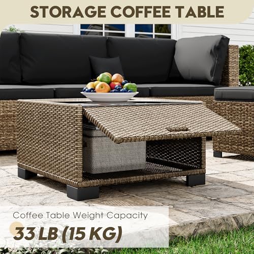 LHBcraft 7 Piece Outside Sectional Furniture Set, All Weather Wicker Patio Sofa - Image 3