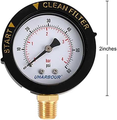 UHARBOUR Pool Filter Pressure Gauge 60psi 1/4" NPT Bottom Mount, Pool Pump - Image 5