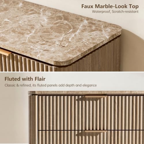 46"W Fluted 5 Drawer Bedroom Dresser, - Image 5