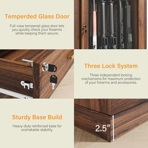 Saudism Set of 2 Gun Safe for 12 Rifles, Wooden Gun Cabinet, Rifle Shotgun - Image 5