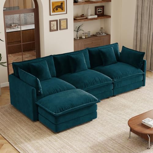 GNIXUU 104" Blue Modular L Shaped Cloud Sectional Couches by GNIXUU