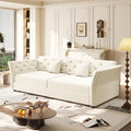 Sleeper Sofa Bed 74.4", Velvet Pull Out Couch, Flower Tufted Sofa by SmartEdge