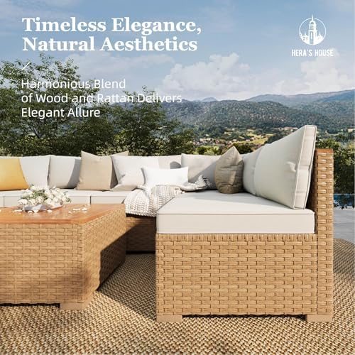HERA'S HOUSE 5-Piece Wicker Rattan Patio Sectional Set - Image 2