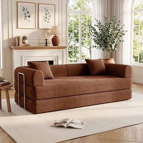 79'' Convertible Compressed Corduroy Folding Cloud Sofa Bed, 4 in 1 Modern by GORGENIUS
