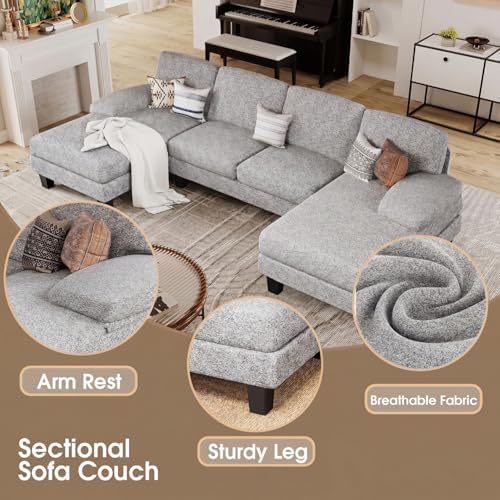 Furmax Sectional Couches for Living Room, Loop Yarn, Pearl Gray - Image 5