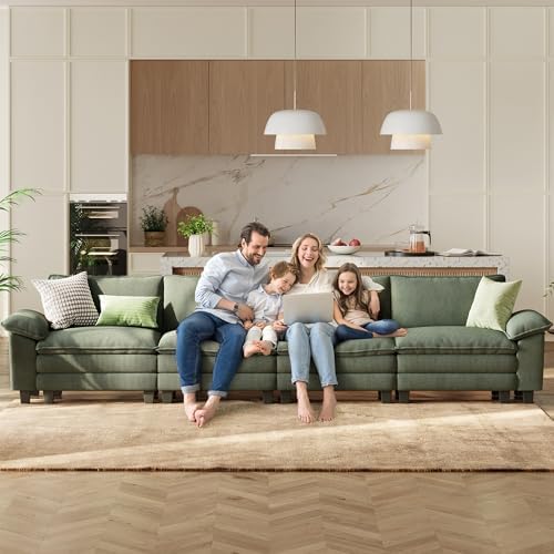 LINSY HOME 157'' Modular Sectional Sofa 4 Seat Couch Corduroy Cloud Couch - Image 6