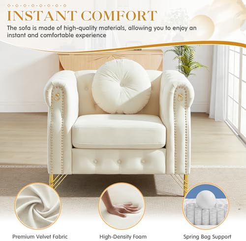JEEOHEY Mid Century Modern Chesterfield Sofa Chair, Upholstered Button Tufted - Image 6
