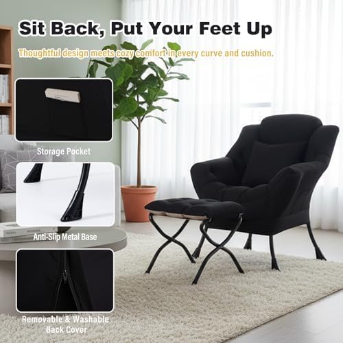 Lazy Chair with Ottoman, Comfy Reading Chair - Image 4