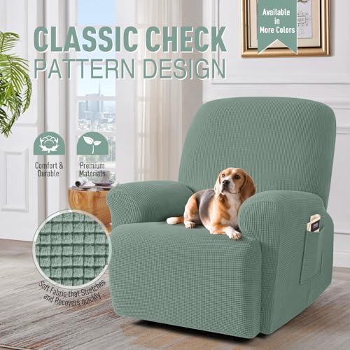 TAOCOCO Stretch Recliner Chair Covers 4 Piece, Sage Green - Image 2