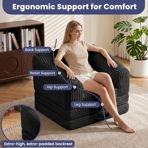 JUIKURY Convertible Sofa Bed, 3-in-1 Foldable Loveseat Couch - Image 3