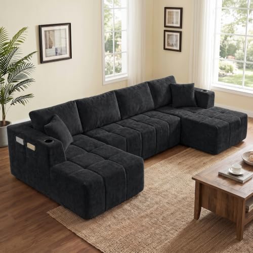 Skepphlay 132" U Shaped Couch, Boneless Sectional Couches by Unknown