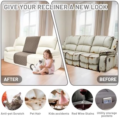 Waterproof Sectional Reclining Couch Covers L Shaped Recliner Sectional Sofa - Image 6