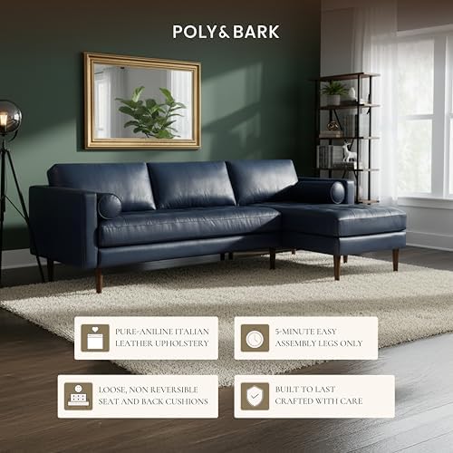 Poly & BARK Napa Right-Facing Sectional Sofa – 104.5” Italian Leather Sectional - Image 4