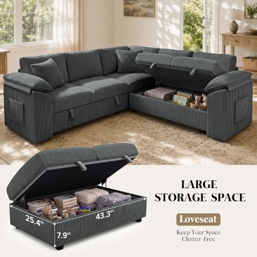 Xbrigh 85" Modular Sectional Sleeper Sofa - Image 5