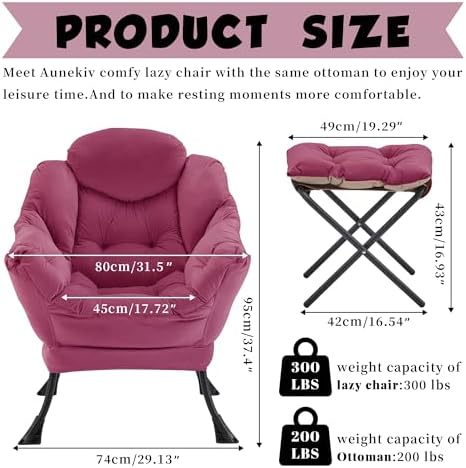 Lazy Chair with Ottoman, Comfy Reading Chair - Image 3