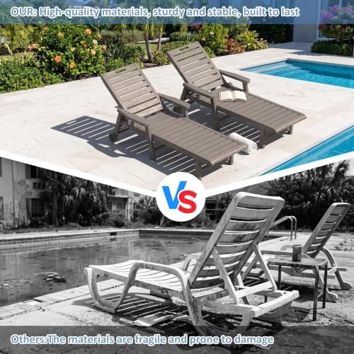 Outdoor Chaise Lounge Chairs, 5-Position Adjustable Backrest, Waterproof - Image 7