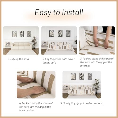 MYSKY HOME Sofa Covers for Sectional, L Shaped Sofa - Image 6